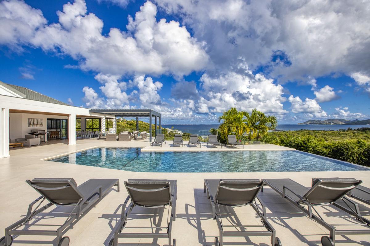 Location villa Saint Martin Terres Basses - villa 5 chambres 10 prsonnes - 300m de la plage de Baie aux Prunes - Vue mer et Piscine (8)